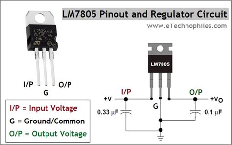 the lm7805 and regular circuit is shown in this diagram, with two different types of voltages