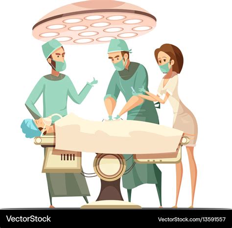 Surgery in cartoon retro style Royalty Free Vector Image