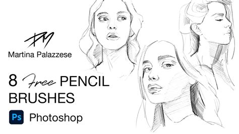 8 Pencil brushes | Photoshop | free download - YouTube