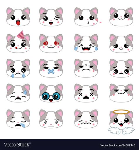 Cute emoticons set Royalty Free Vector Image - VectorStock