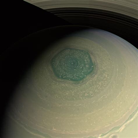 Saturn's North Polar Hexagon in Enhanced Color as seen by Cassini in 2013 : r/spaceporn