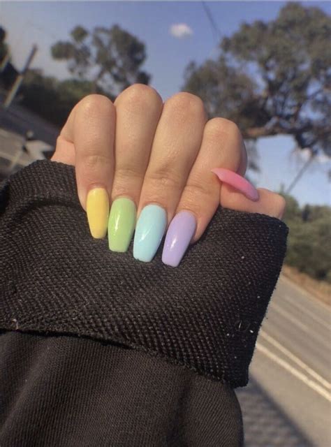 Pastel Rainbow Nails | Rainbow nails, Nail designs spring, Coffin nails matte