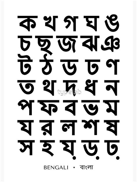 "Bengali Alphabet Chart, Bold Bangla Language Chart" Poster for Sale by ...