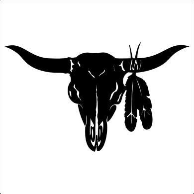 Skull drawing, Longhorn tattoo, Silhouette stencil