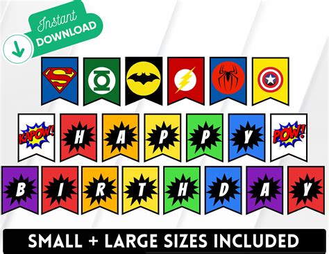 Happy Birthday Superhero Banner Superhero Party Printable - Etsy ...