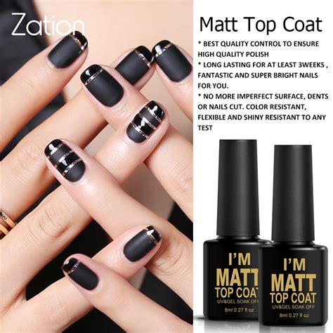 Zation Matt Top Coat UV Gel Nail Polish Soak Off Matte Gel Polish Top ...