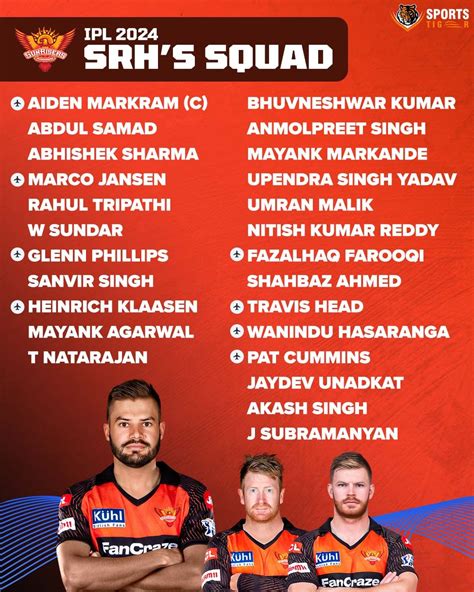 IPL 2024: SRH Full Squad, Team, Players List and More