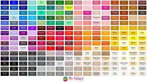 List of Colors: 1000 Colors with Names, Hex, RGB, & CMYK