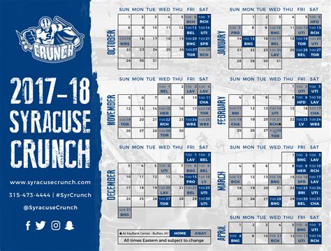 Syracuse Crunch announce 2017-18 regular season schedule