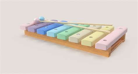 3d Pastel Baby Wooden Xylophone Model