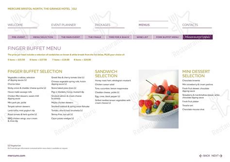 Menu at The Brasserie @ Mercure Bristol North The Grange Hotel restaurant, Bristol