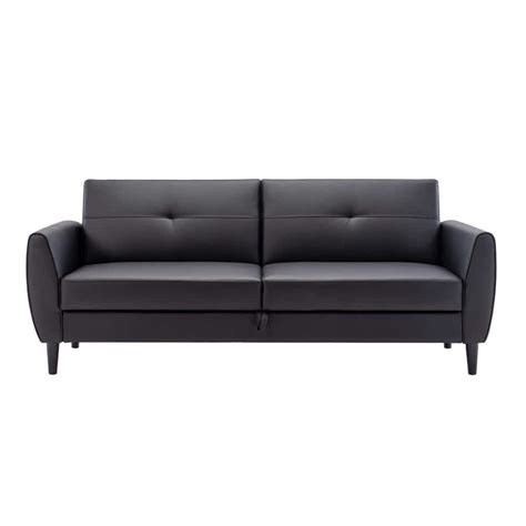 Black PU Leather Convertible Futon Sofa Bed with Storage CUU1312AAB - The Home Depot