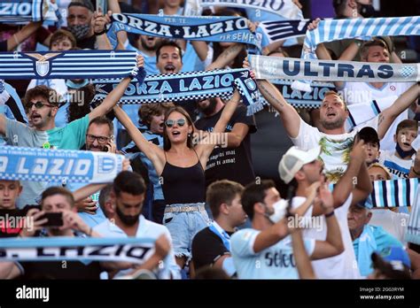 Rome, Italy. 28th Aug, 2021. ROME, Italy - 28.08.2021: Lazio fans ...