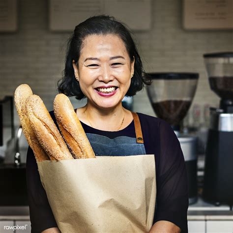 Download premium image of Asian barista woman at coffee shop about bread, business owner, woman ...