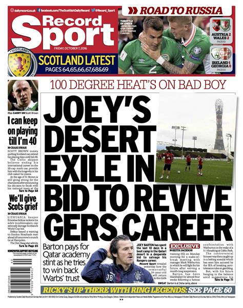 The Daily Record on Twitter: "Here's Friday's @Record_Sport back page #scotpapers…