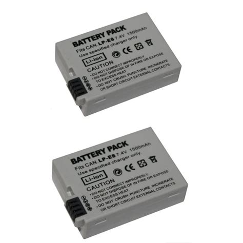 2 pcs 1500 mAh LP E8 LPE8 Battery for Canon EOS 550D 600D 650D 700D X4 ...