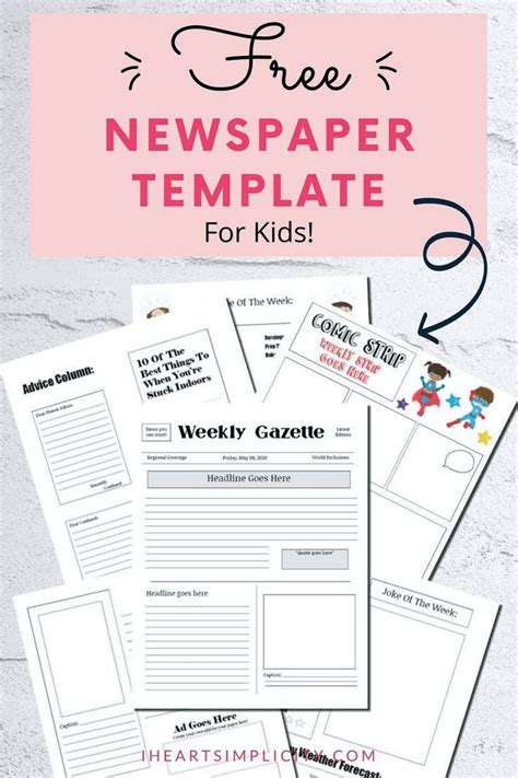 How To Create A Newspaper For Kids - I Heart Simplicity | Newspaper template, School magazine ...