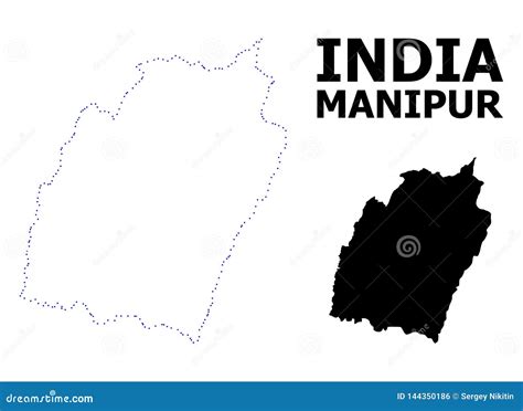 Vector Contour Dotted Map of Manipur State with Name Stock Vector ...