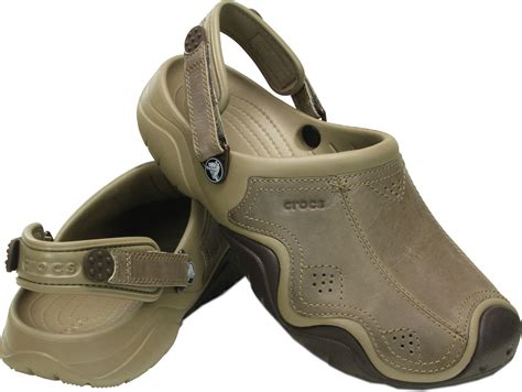 Crocs™ Swiftwater Leather Clogs in Khaki/Espresso (Green) for Men - Lyst