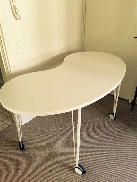 KIDNEY SHAPED TABLE OR OFFICE DESK with wheels also. | Table, Interior, Office desk
