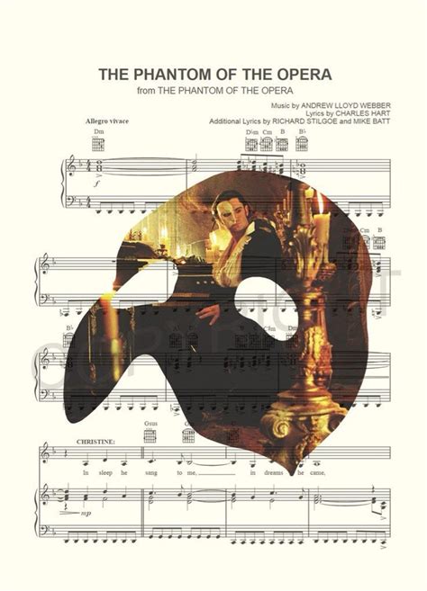 Phantom of the Opera Sheet Music Art Print | Etsy | Phantom of the ...