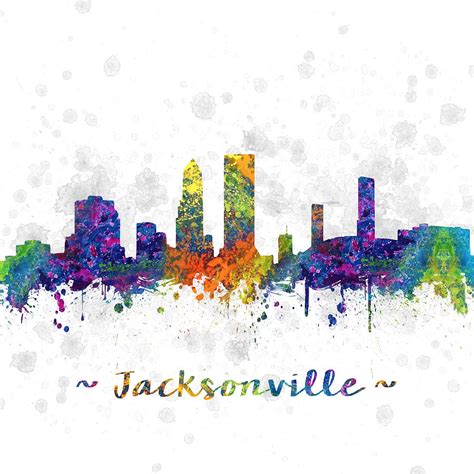 Jacksonville Florida Skyline color 03SQ Digital Art by Aged Pixel - Fine Art America