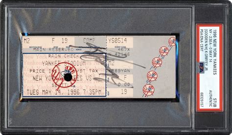 5/14/96 Dwight Gooden No-Hitter Ticket Stub Signed by Ken Griffey Jr. (PSA)