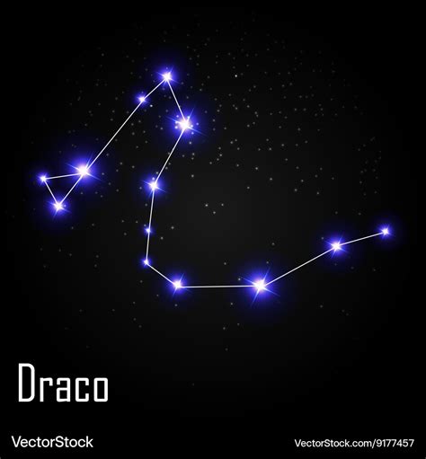 Draco Constellation with Beautiful Bright Stars on