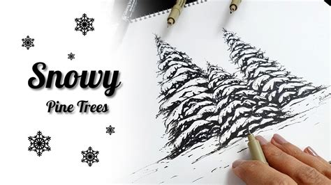 Snowy Pine Tree Drawing