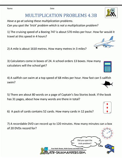 2 Digit Multiplication Word Problems Worksheet - Free Printable