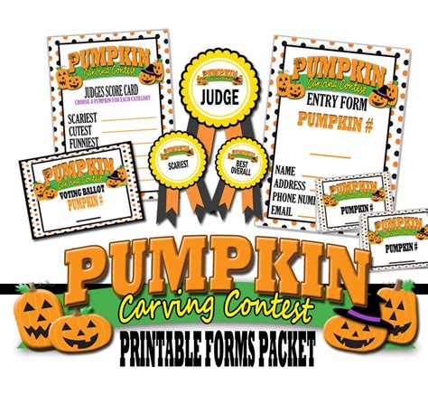 Pumpkin Carving Contest Printable Forms Packet, Pumpkin Carving Contest Judges Score Cards ...