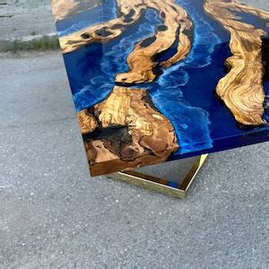 Custom Dining Table Resin & Olive Wood Dining Table Epoxy Table Resin ...