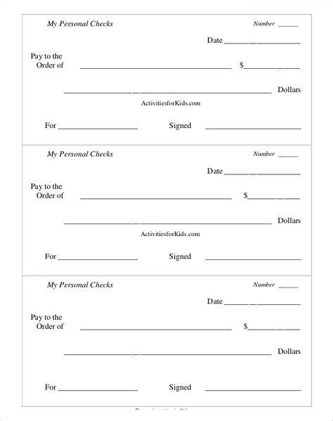 Payroll Checks Template | Printable checks, Blank check, Templates ...