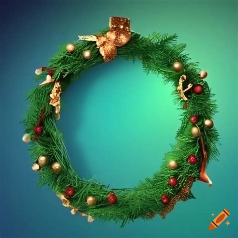 Green christmas wreath with a purple gradient background on Craiyon