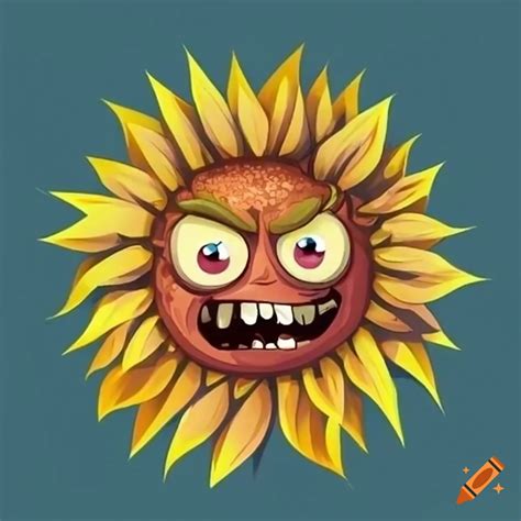 Cartoon monster sunflower on Craiyon