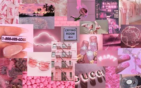 Pink Aesthetic Collage Desktop | Pink wallpaper laptop, Cute laptop ...