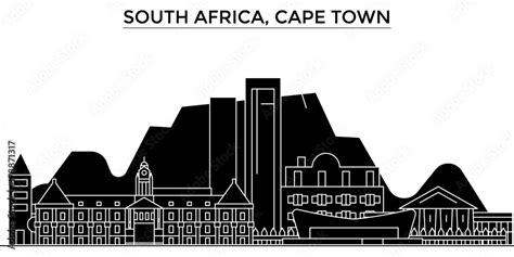 South Africa, Cape Town architecture skyline, buildings, silhouette ...