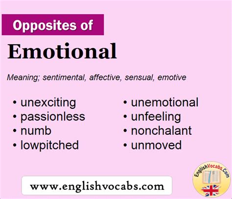 Opposite of Emotional, What is opposite antonym word Emotional ...