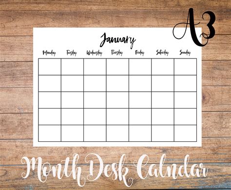 Perpetual A3 Monthly Calendar PRINTABLE Undated Desk Pad - Etsy ...