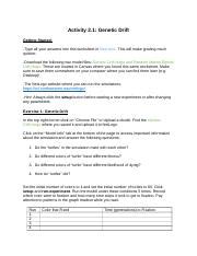 2-1 Genetic Drift student.docx - Activity 2.1: Genetic Drift Getting Started: -Type all your ...