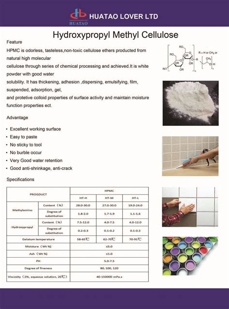 Hydroxy Porpyl Methyl Cellulose Powder(HPMC) from Huatao Group. Industrial/food/Pharmaceutical ...