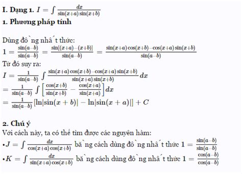 Phương pháp tính nguyên hàm lượng giác