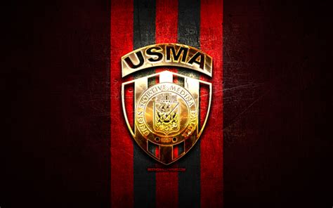 Download wallpapers USM Alger, golden logo, Algerian Ligue ...