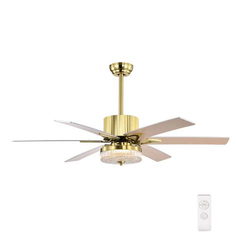 Nestfair 52 in. LED Modern Indoor Gold Ceiling Fan with Remote CHE015G - The Home Depot