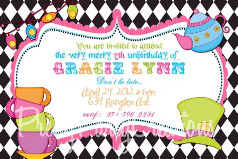 Mad Hatter Tea Party Invitations Free Printable