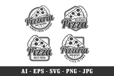 Badge pizza logo vector design, Pizza silhouette, SVG, EPS