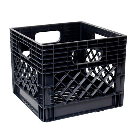 GSC Technologies 11 in. H x 13 in. W x 13 in. D Plastic Storage Milk Crate in Black (4-Pack ...