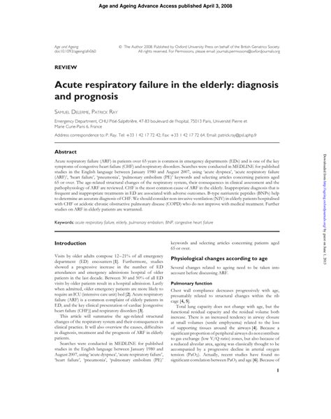 (PDF) Acute respiratory failure in the elderly: Diagnosis and prognosis