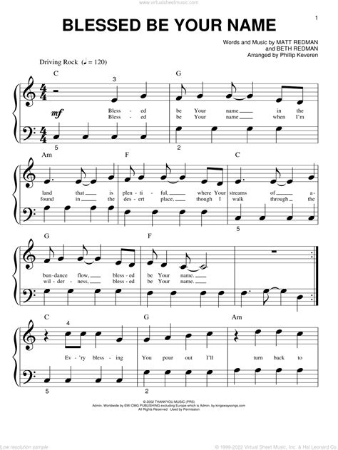 Blessed Be Your Name (arr. Phillip Keveren) sheet music for piano solo ...