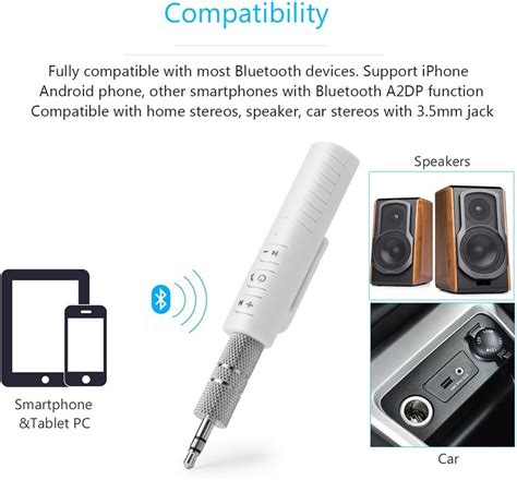 Qii lu Bluetooth Kit,Car Handsfree Bluetooth Kit 3.5mm Wireless Audio Music Receiver Adapter ...